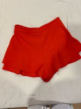 Zara Bright Red Layered Hem Women's Shorts